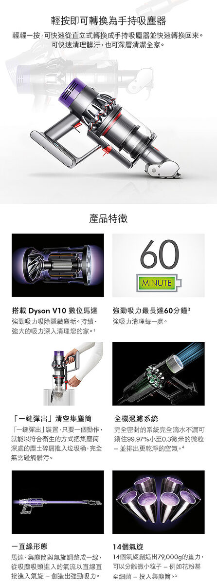 Dyson Cyclone V10 Fluffy SV12 (紅)-家電．影音-myfone購物